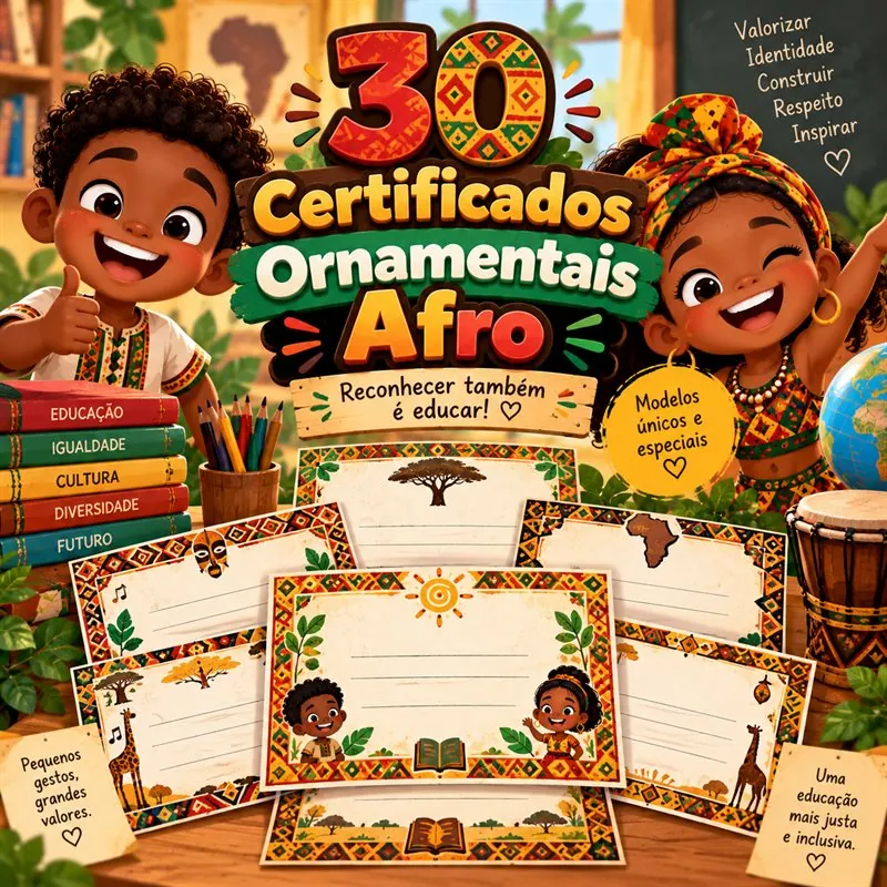 Kit 30 Certificados Ornamentais Afro